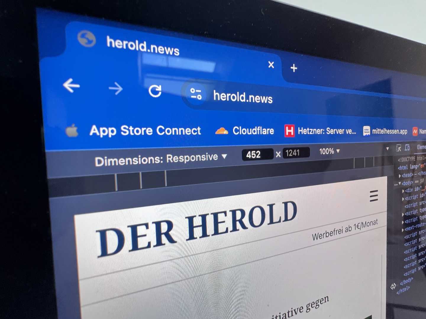 Website der Herold-Zeitung wirdbearbeitet von Webentwickler